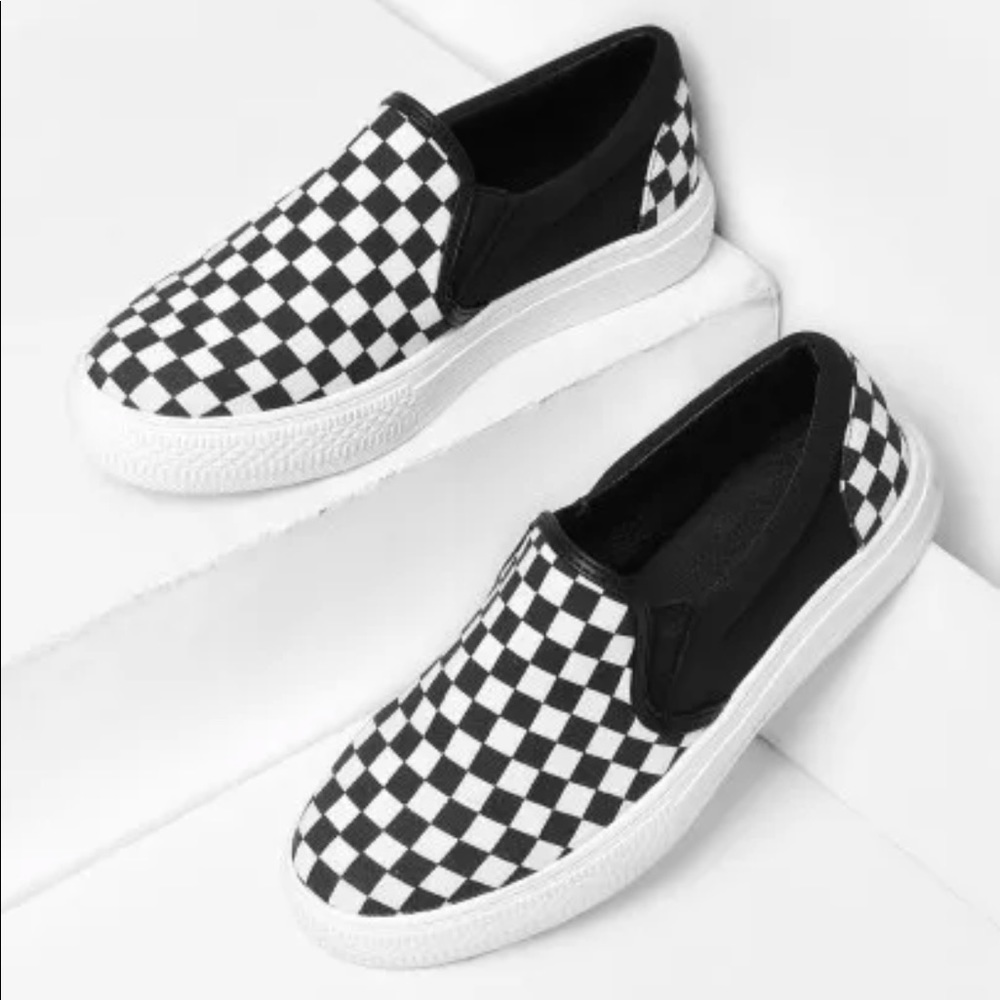 Gingham Canvas Slip On Plimsolls